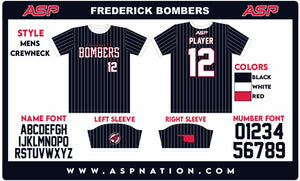 Frederick Bombers Baseball Mens/Boys Full Sublimation Uniform Short Sleeve