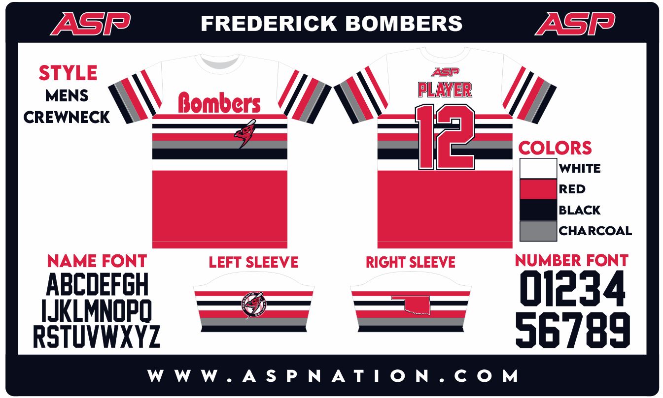 Frederick Bombers Baseball Mens/Boys Full Sublimation Uniform Short Sleeve