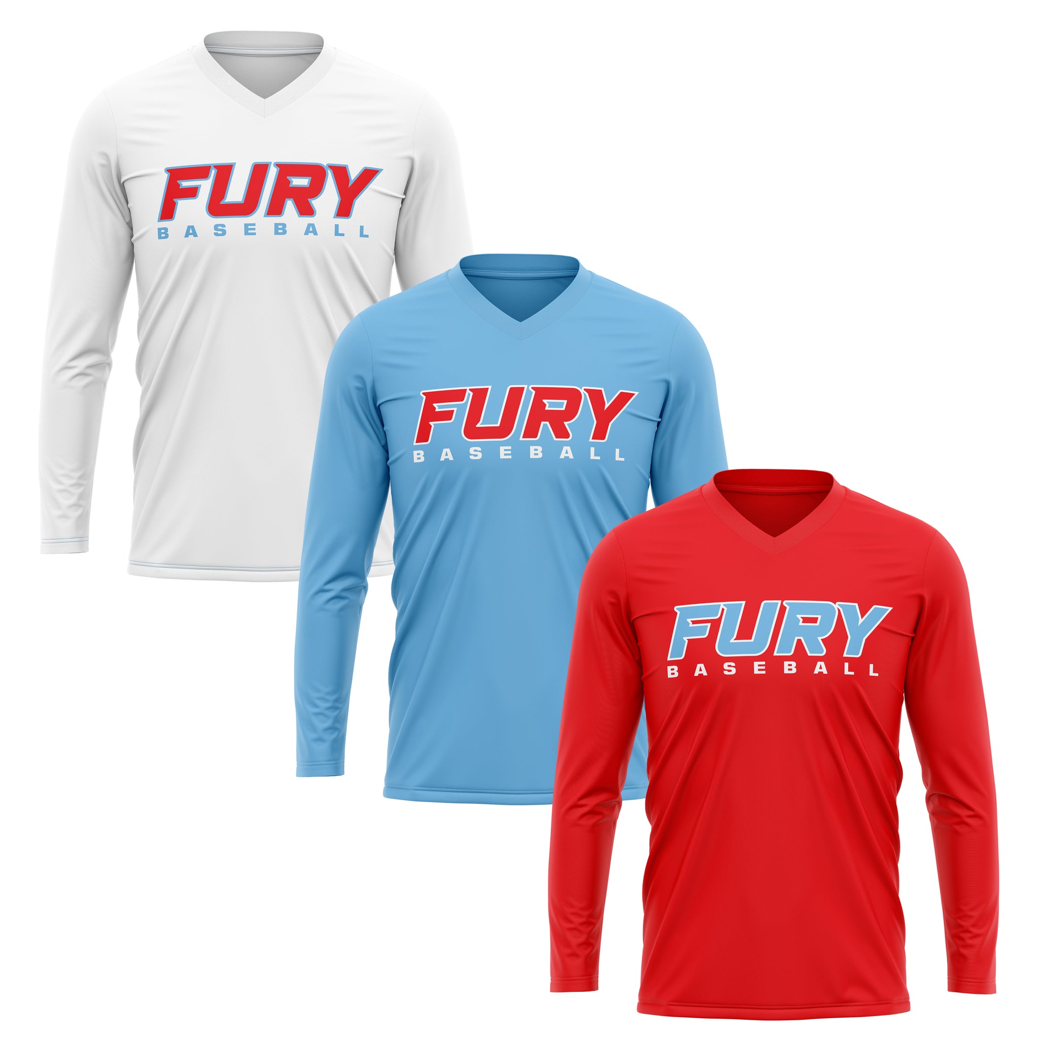 FURY BASEBALL WOMENS V-NECK FULL SUB LONG SLEEVE