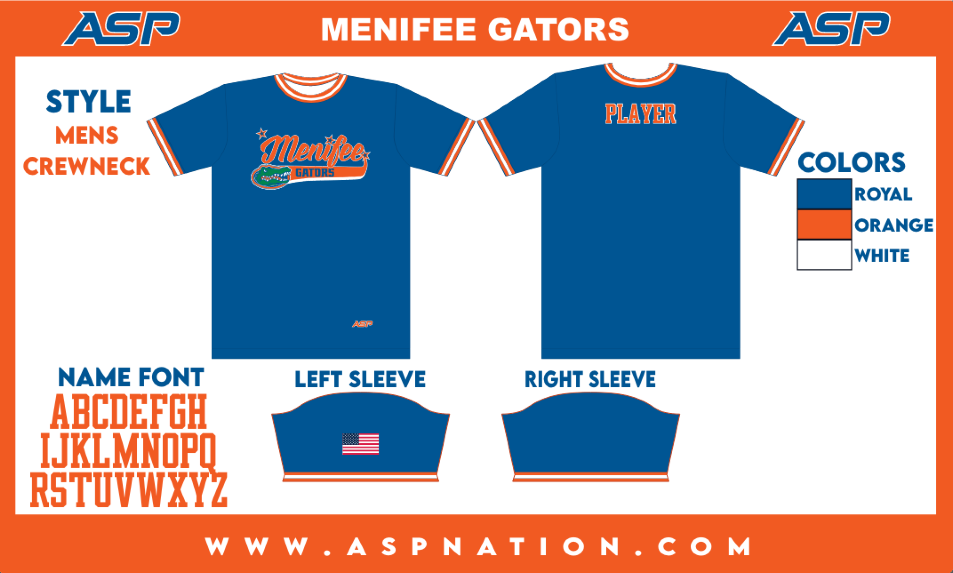 Menifee Gators Fastpitch Mens/Boys Full Sublimation Uniform Short Sleeve