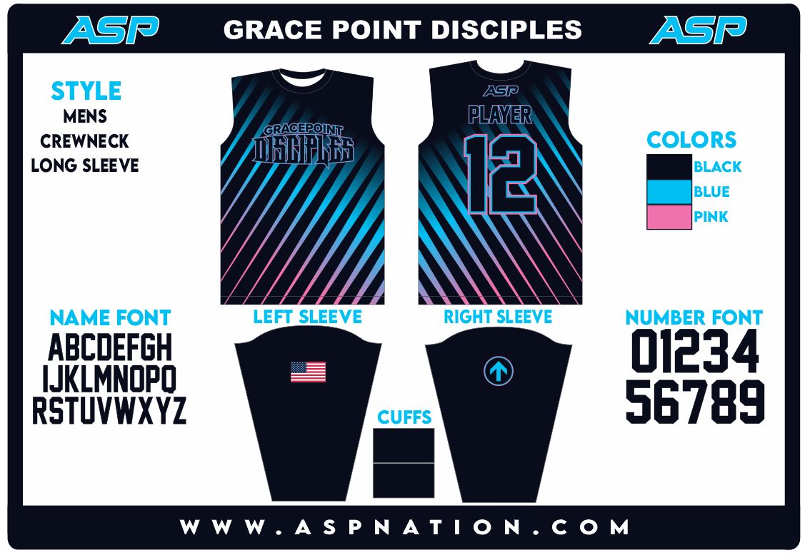 GracePoint Disciples Mens/Boys Full Sublimation Long Sleeve