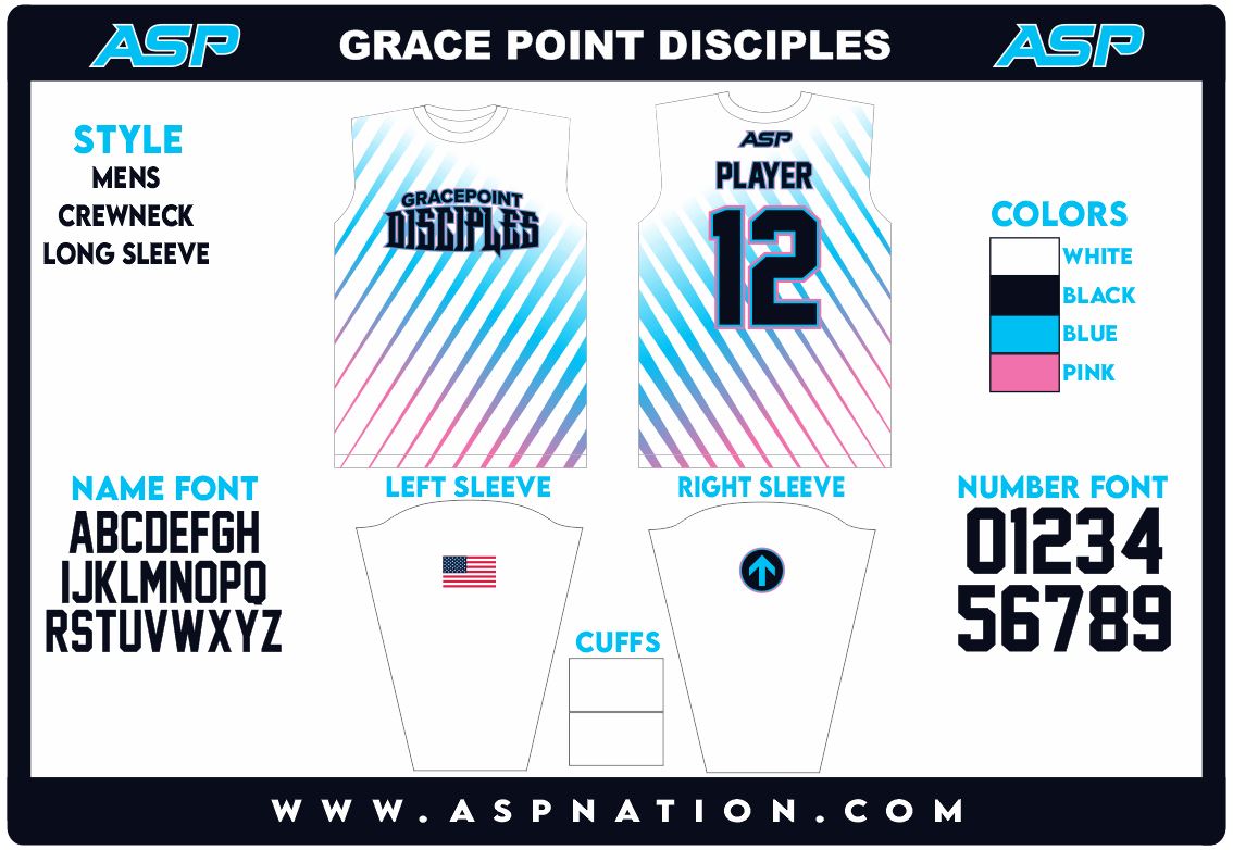 GracePoint Disciples Mens/Boys Full Sublimation Long Sleeve