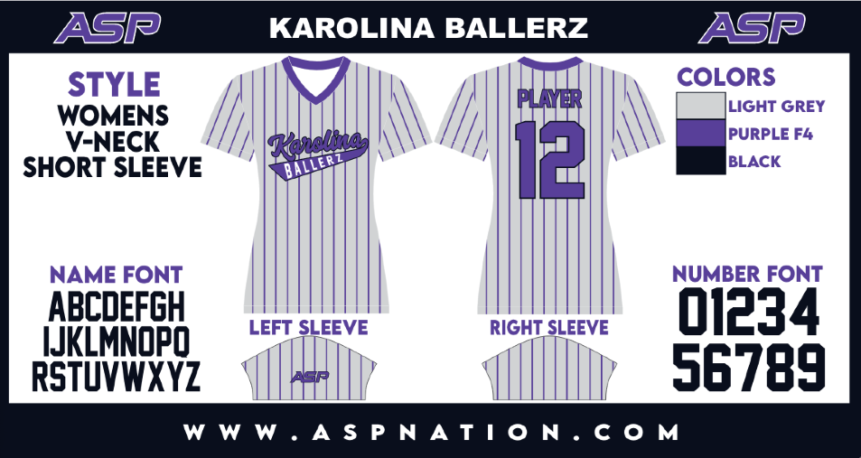 Karolina Ballerz Fastpitch Womens/Girls Full Sublimation Uniform Short Sleeve