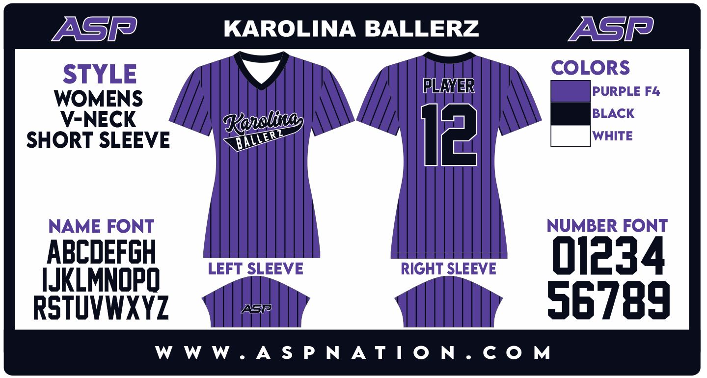 Karolina Ballerz Fastpitch Womens/Girls Full Sublimation Uniform Short Sleeve