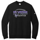Little Flyers Fastpitch Nike Club Fleece Sleeve Swoosh Crew