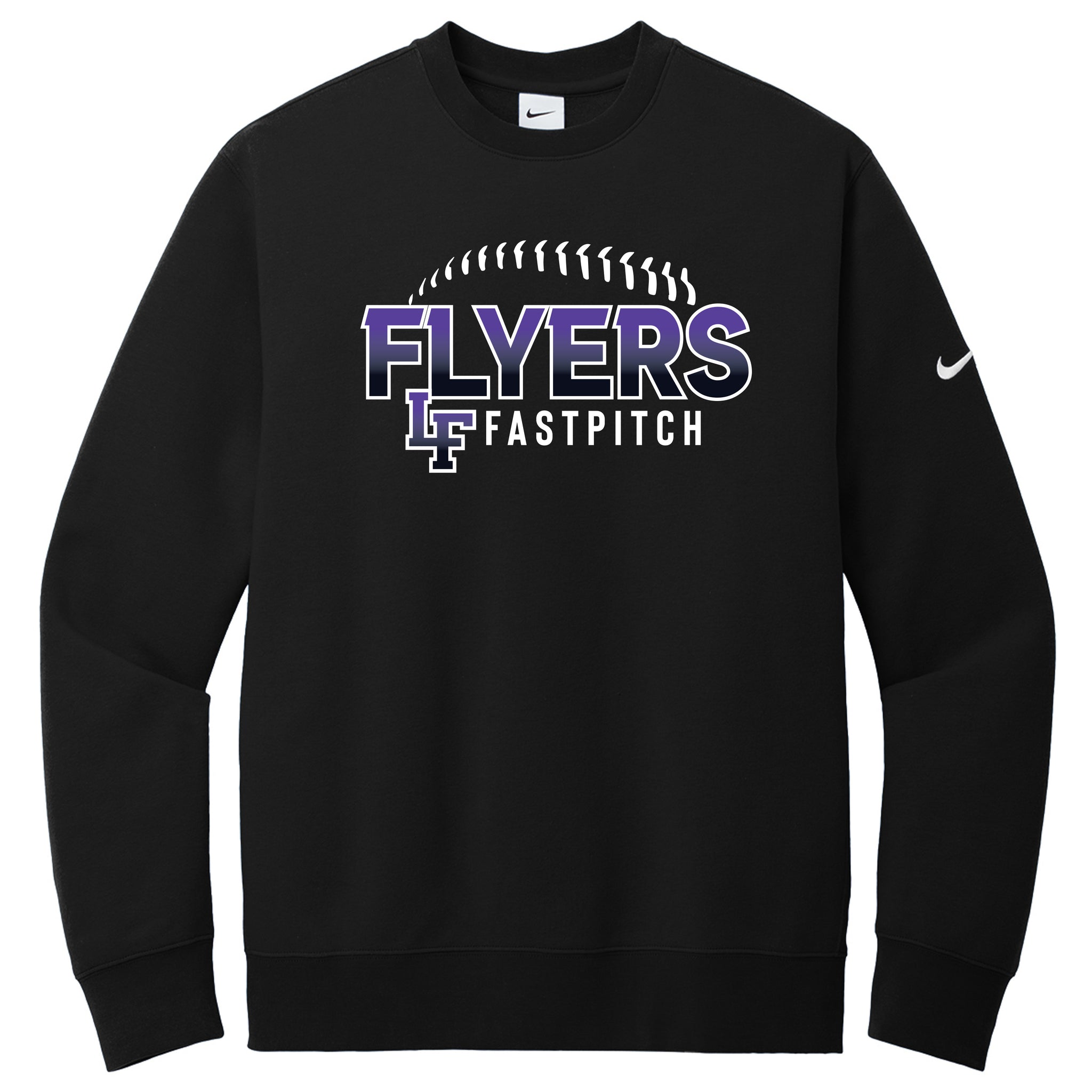 Little Flyers Fastpitch Nike Club Fleece Sleeve Swoosh Crew