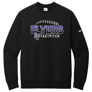Little Flyers Fastpitch Nike Club Fleece Sleeve Swoosh Crew
