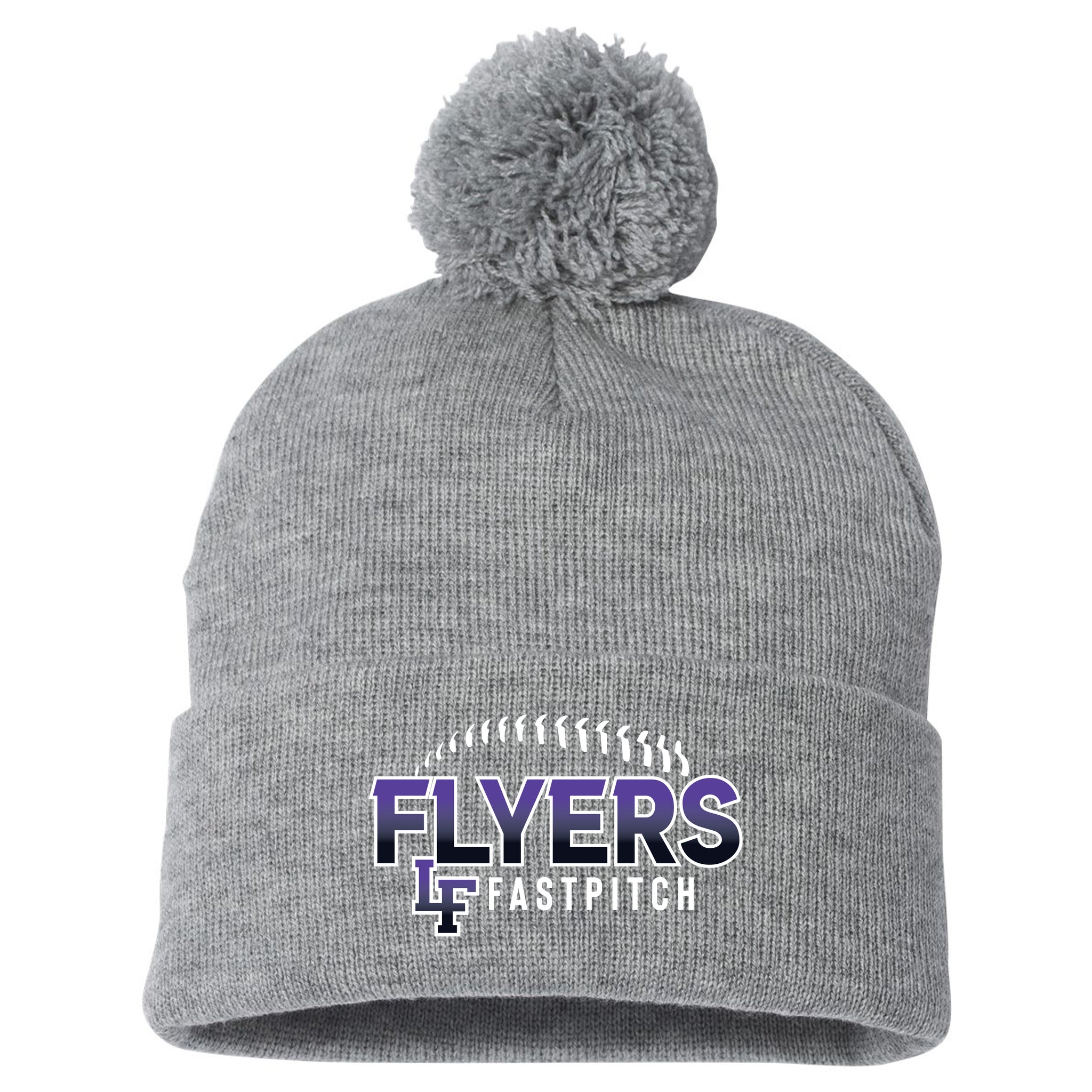 Little Flyers Fastpitch Sportsman 12" Pom-Pom Cuffed Beanie
