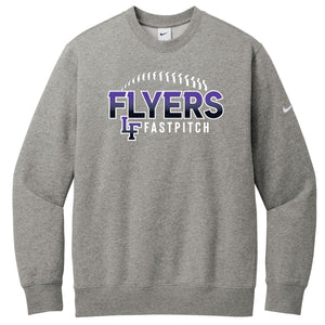 Little Flyers Fastpitch Nike Club Fleece Sleeve Swoosh Crew