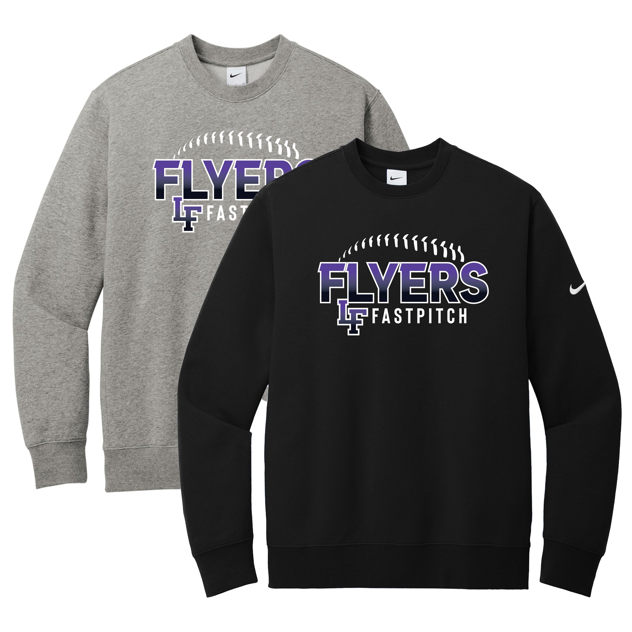 Little Flyers Fastpitch Nike Club Fleece Sleeve Swoosh Crew