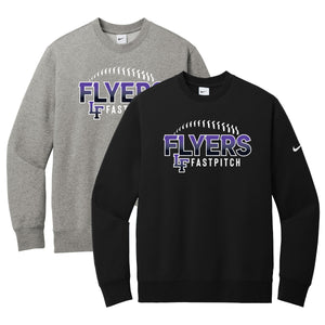 Little Flyers Fastpitch Nike Club Fleece Sleeve Swoosh Crew