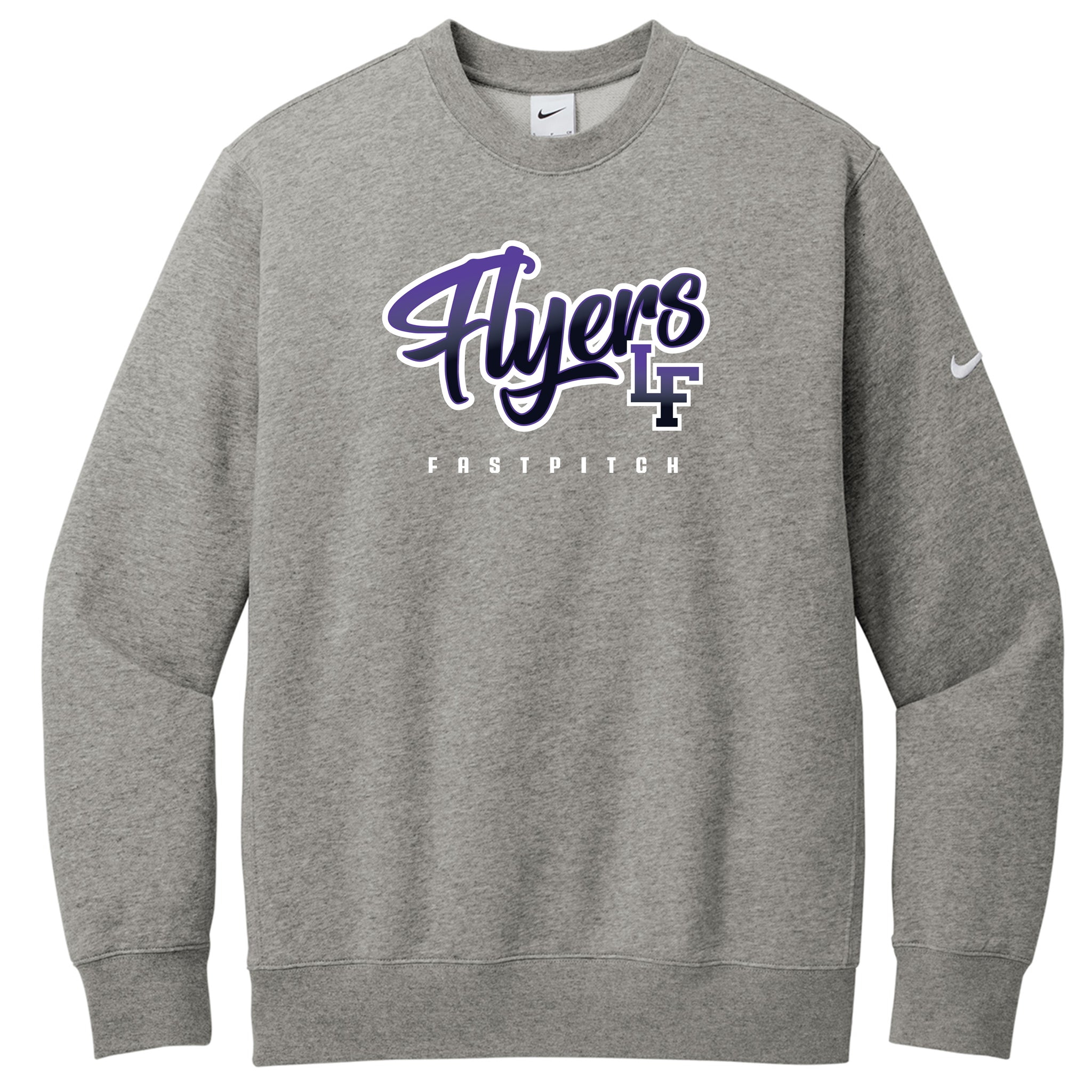 Little Flyers Fastpitch Nike Club Fleece Sleeve Swoosh Crew