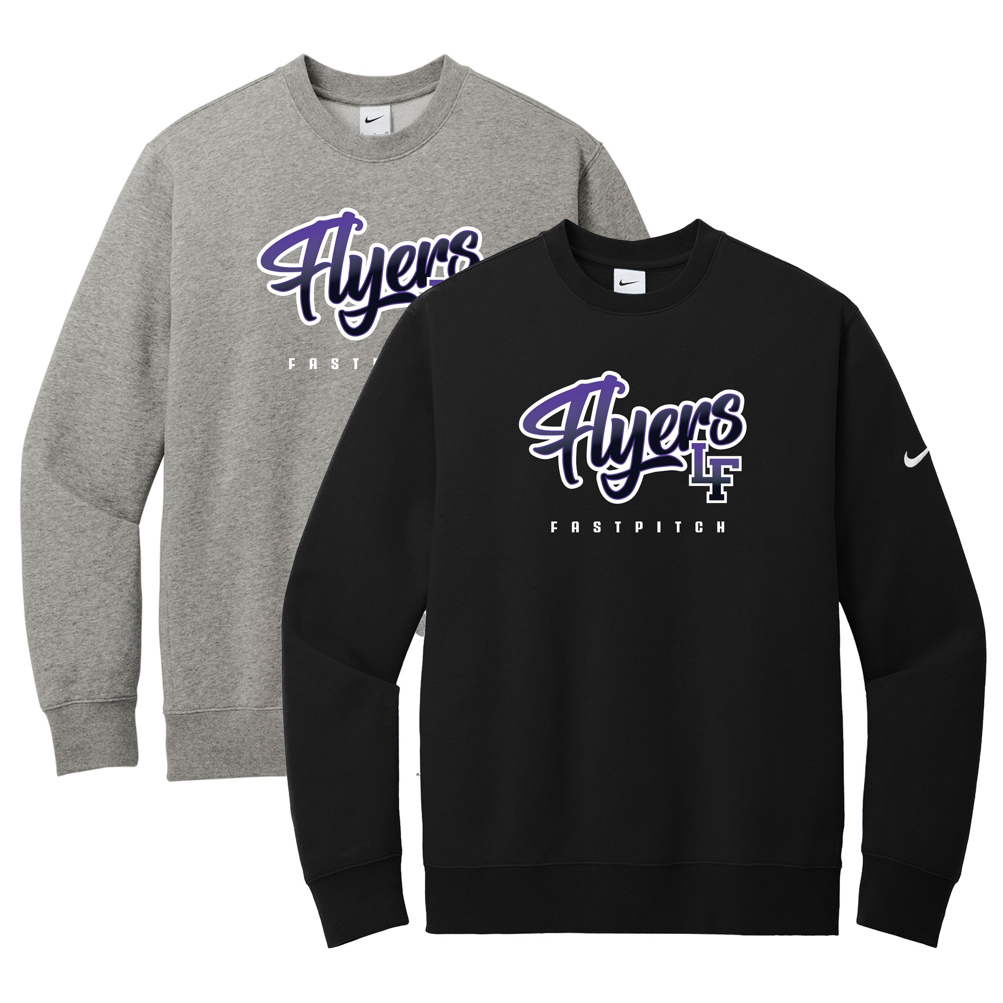 Little Flyers Fastpitch Nike Club Fleece Sleeve Swoosh Crew