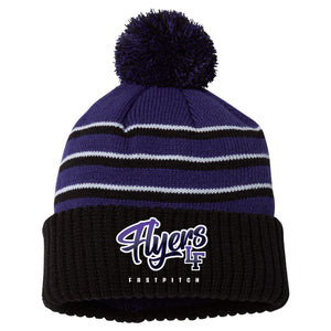 Little Flyers Fastpitch 134 Striped Beanie w/Cuff & Pom