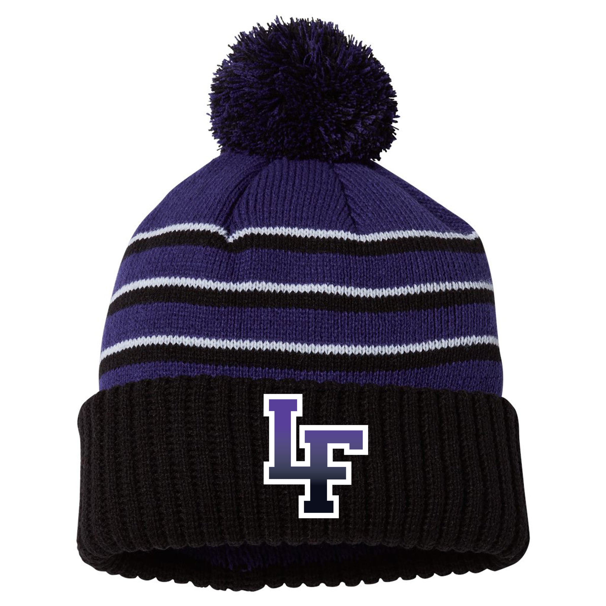 Little Flyers Fastpitch 134 Striped Beanie w/Cuff & Pom