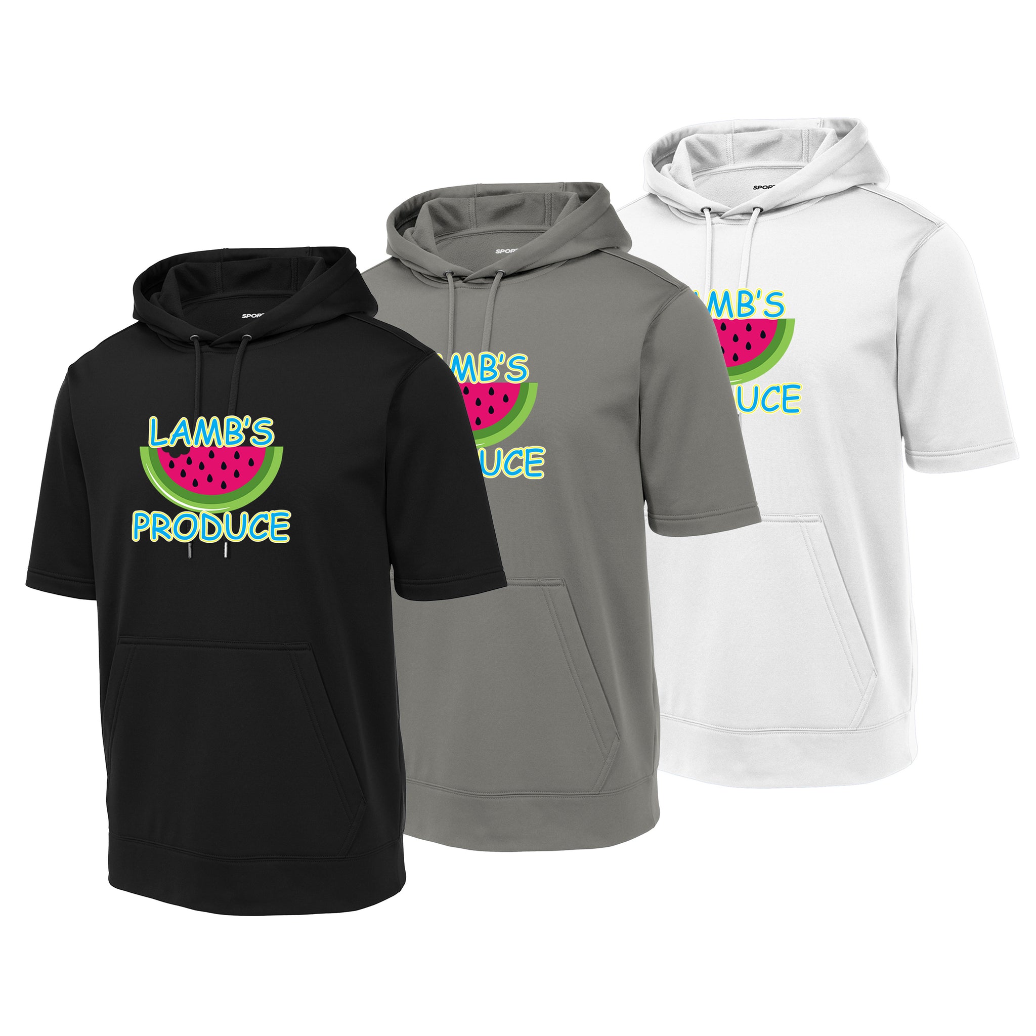 Lamb's Produce Slowpitch Sport-Tek ® Sport-Wick ® Fleece Short Sleeve Hooded Pullover