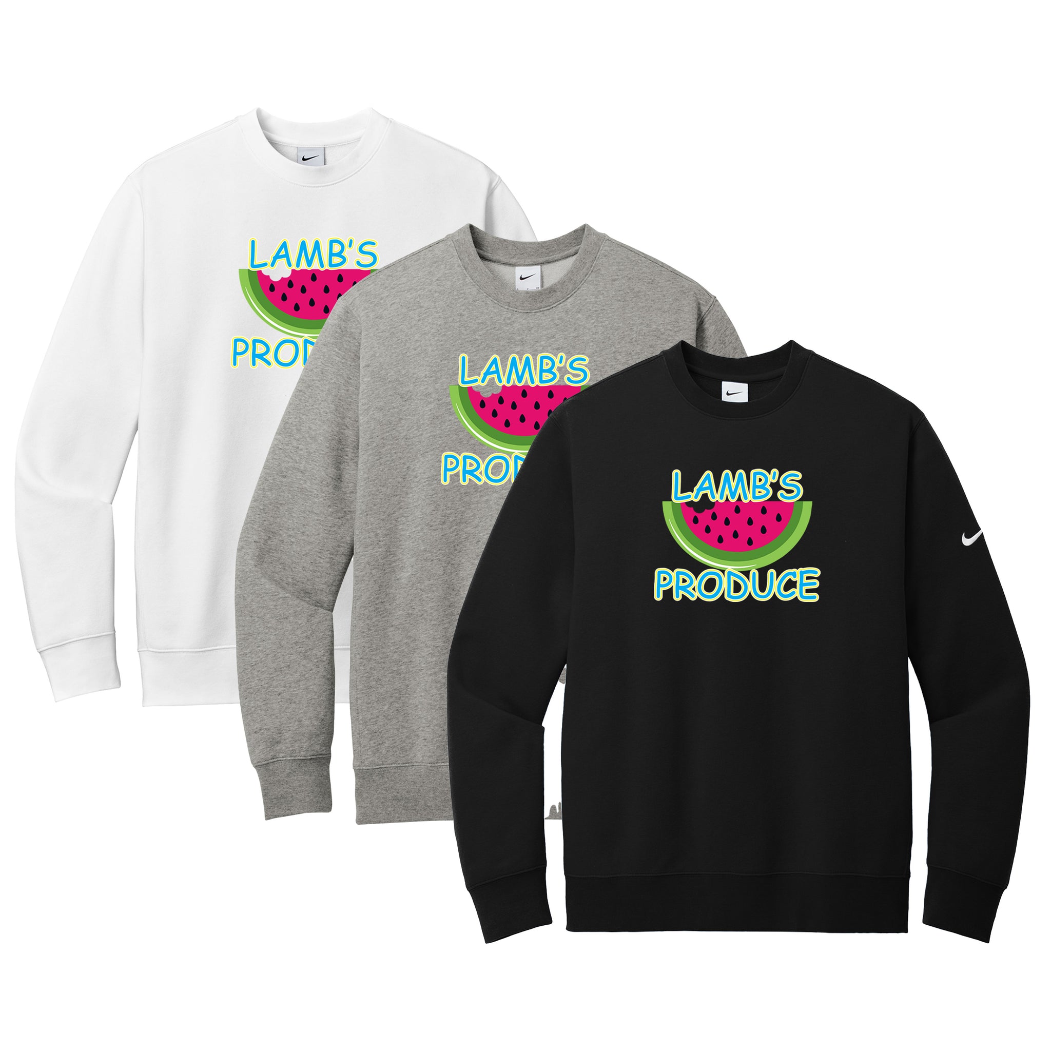 Lamb's Produce Slowpitch Nike Club Fleece Sleeve Swoosh Crew