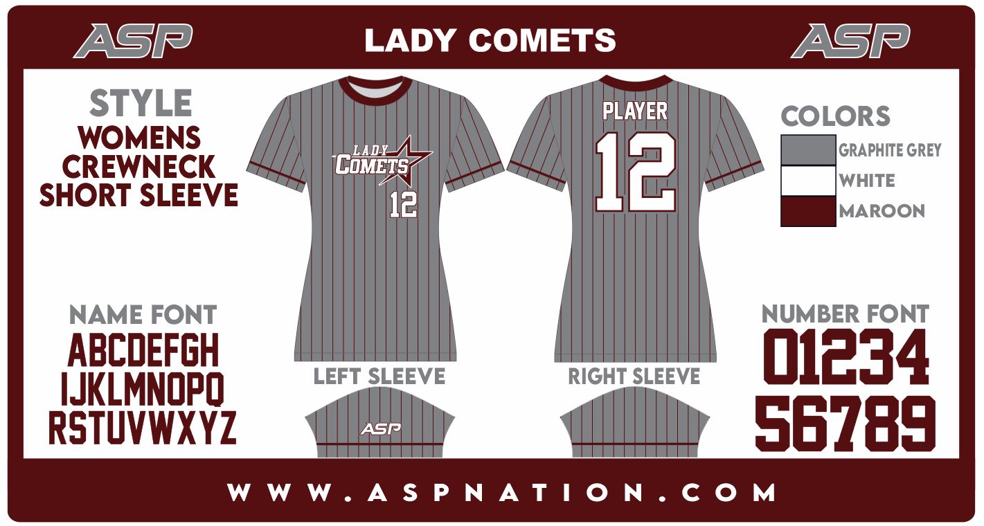 Lady Comets Fastpitch Womens/Girls Full Sublimation Uniform Short Sleeve