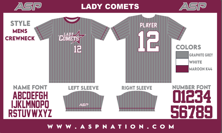 Lady Comets Fastpitch Mens/Boys Full Sublimation Uniform Short Sleeve