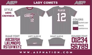 Lady Comets Fastpitch Mens/Boys Full Sublimation Uniform Short Sleeve