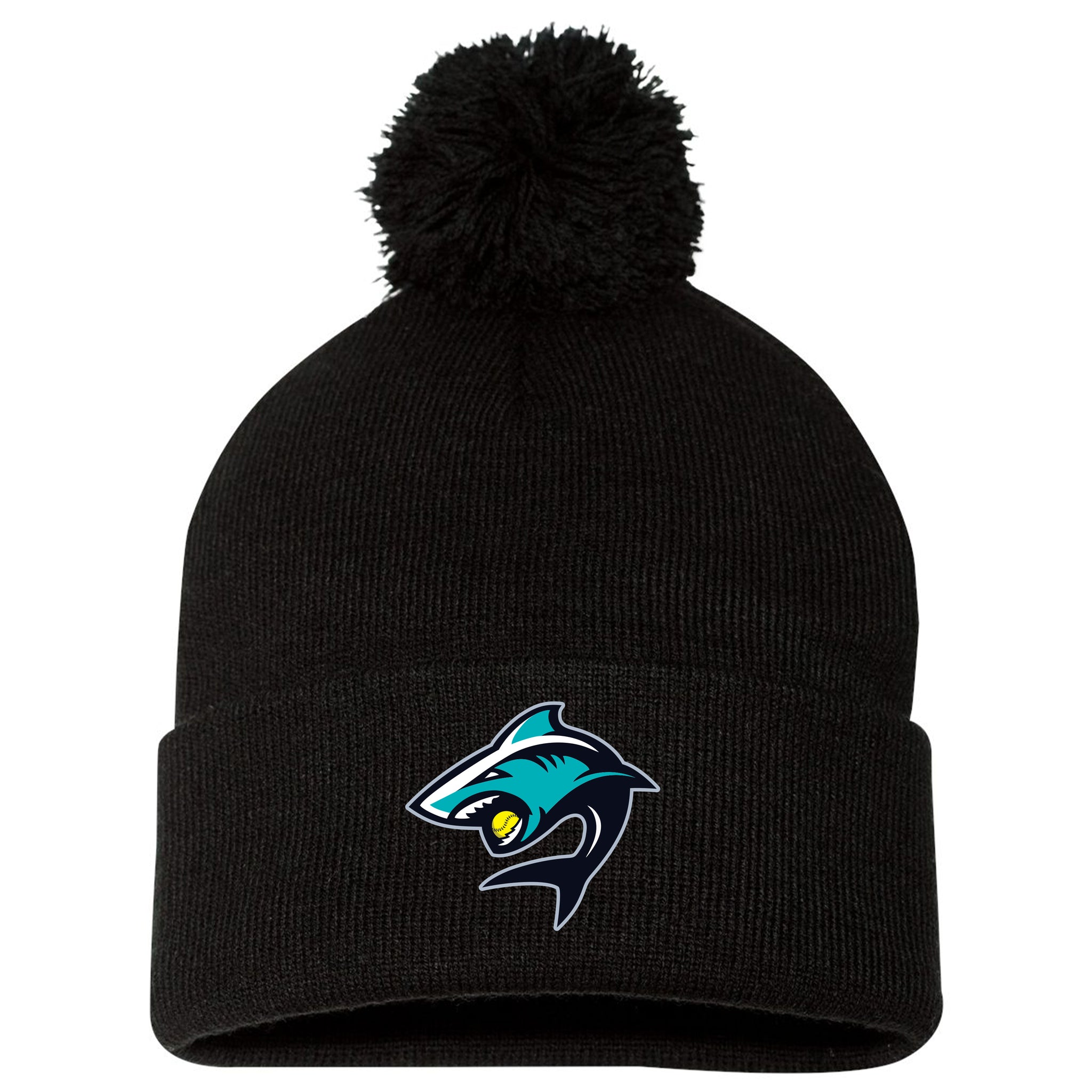 Lady Sharks Fastpitch Sportsman 12" Pom-Pom Cuffed Beanie