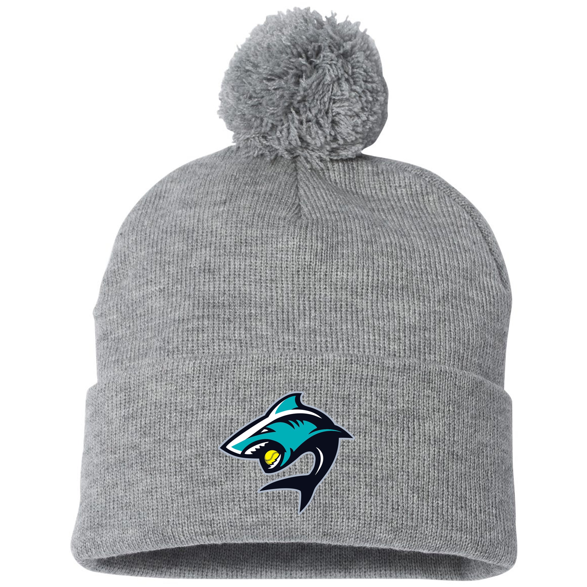 Lady Sharks Fastpitch Sportsman 12" Pom-Pom Cuffed Beanie