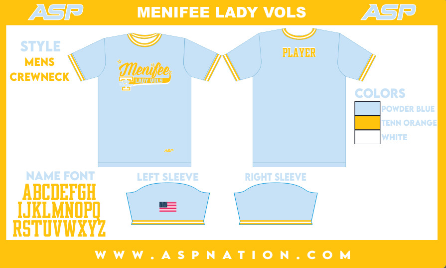 Menifee Lady Vols Fastpitch Mens/Boys Full Sublimation Uniform Short Sleeve