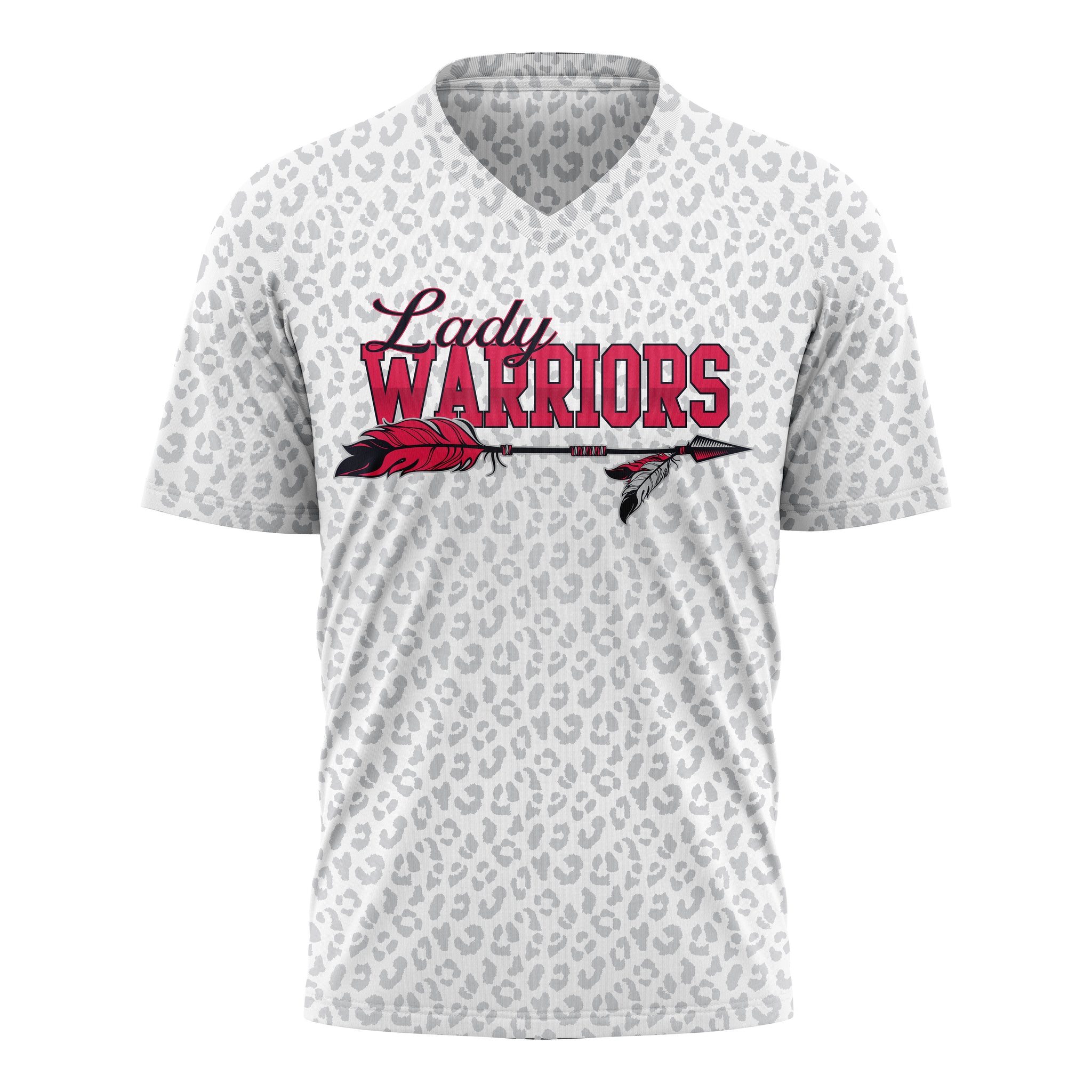 LADY WARRIORS CHEETAH FULL SUB WOMENS V-NECK SHORT SLEEVE