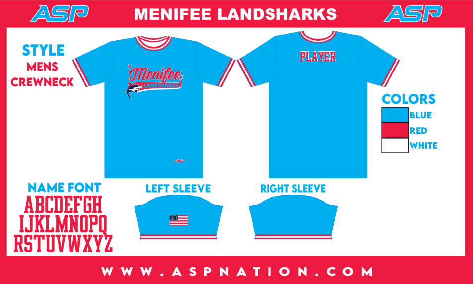 Menifee Landsharks Fastpitch Mens/Boys Full Sublimation Uniform Short Sleeve