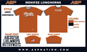 Menifee Longhorns Fastpitch Mens/Boys Full Sublimation Uniform Short Sleeve