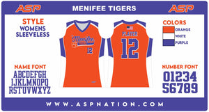 Menifee Tigers Fastpitch Womens/Girls Full Sublimation Uniform Sleeveless