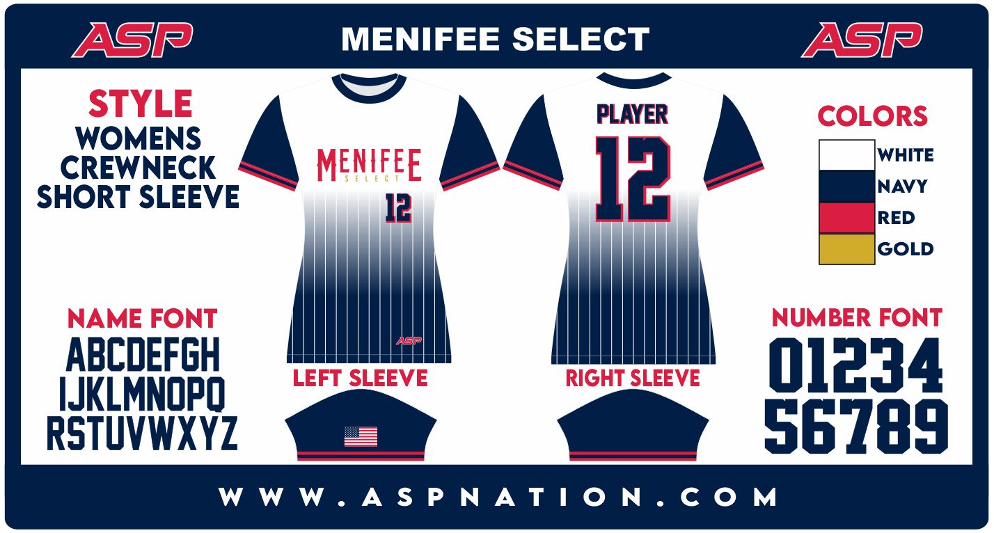 Menifee Select Fastpitch Womens/Girls Full Sublimation Uniform Short Sleeve