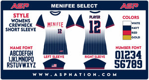 Menifee Select Fastpitch Womens/Girls Full Sublimation Uniform Short Sleeve