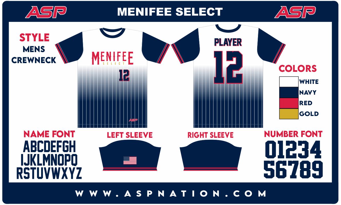 Menifee Select Fastpitch Mens/Boys Full Sublimation Uniform Short Sleeve