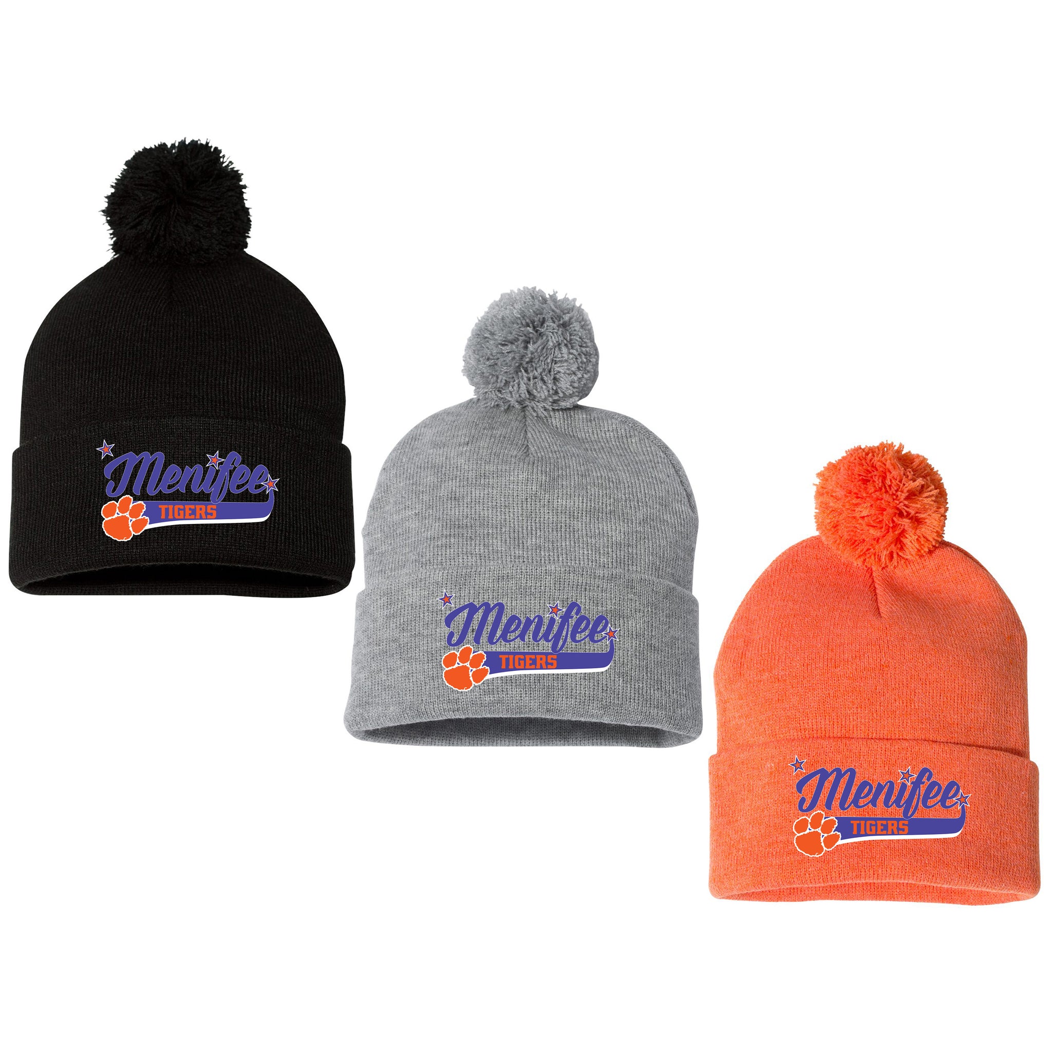 Menifee Tiger Fastpitch Sportsman 12" Pom-Pom Cuffed Beanie