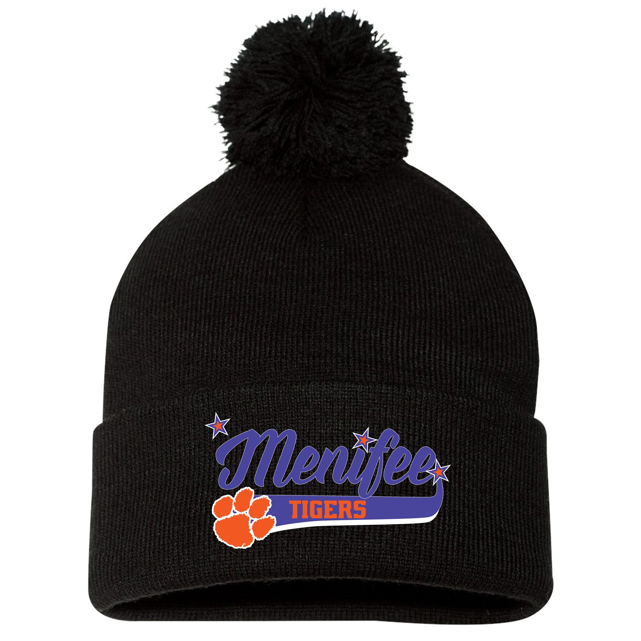 Menifee Tiger Fastpitch Sportsman 12" Pom-Pom Cuffed Beanie