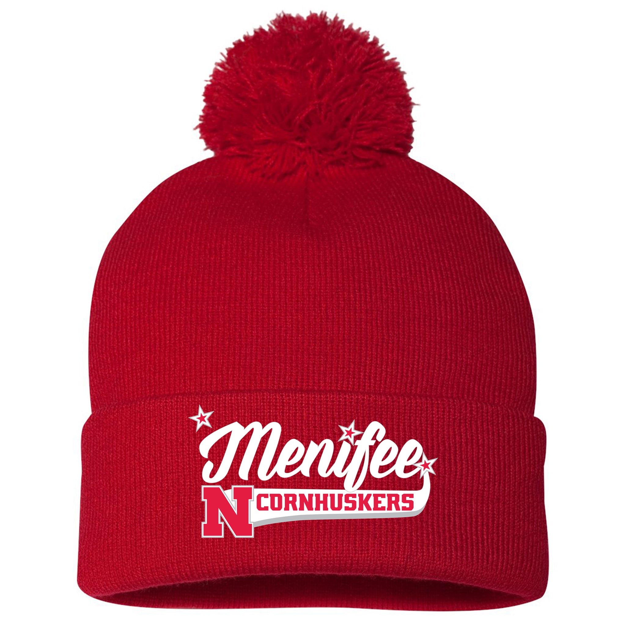 Menifee Cornhuskers Fastpitch Sportsman 12" Pom-Pom Cuffed Beanie