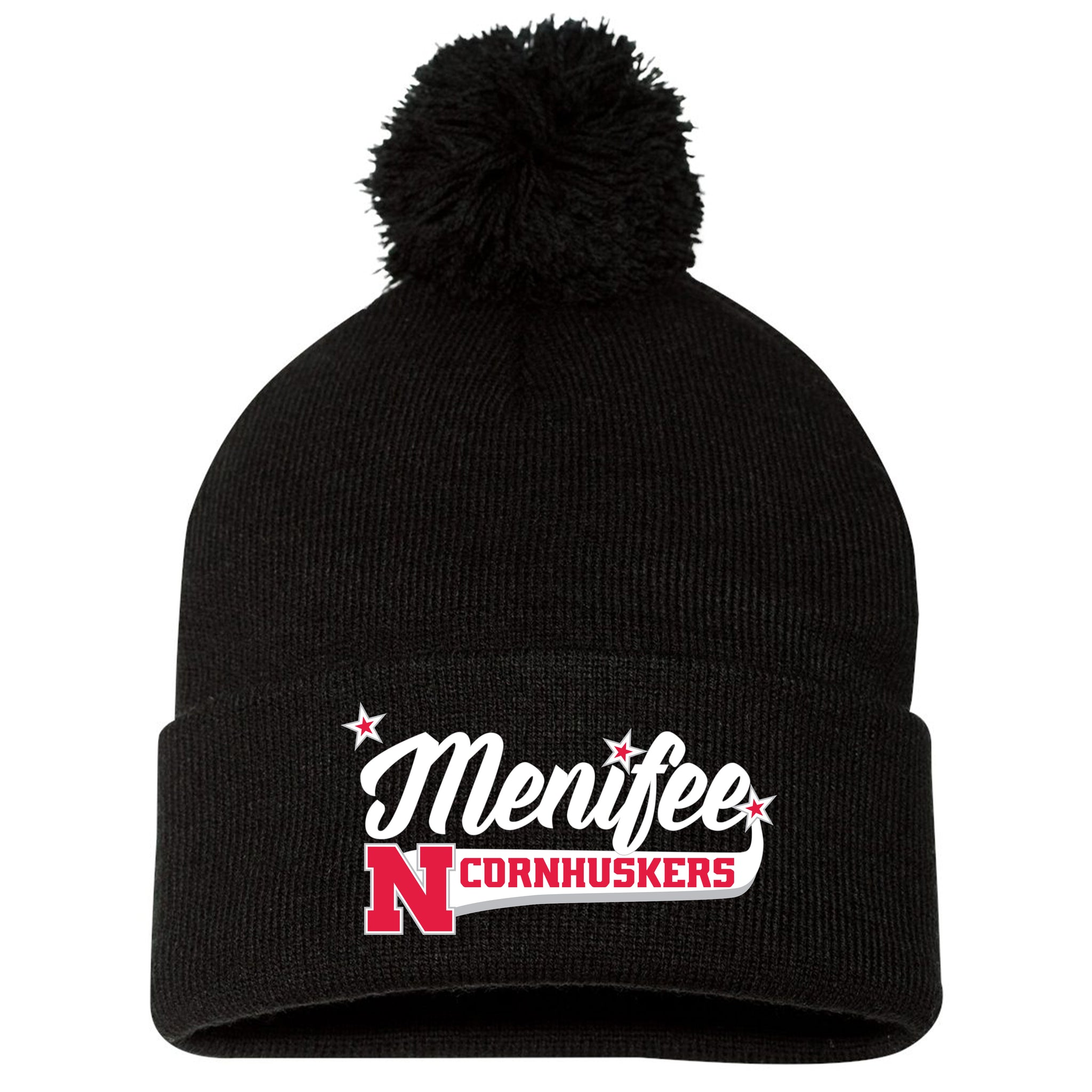 Menifee Cornhuskers Fastpitch Sportsman 12" Pom-Pom Cuffed Beanie