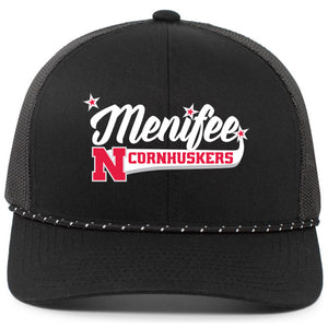 Menifee Cornhuskers Fastpitch Pacific Headwear Trucker Snapback Braid Cap