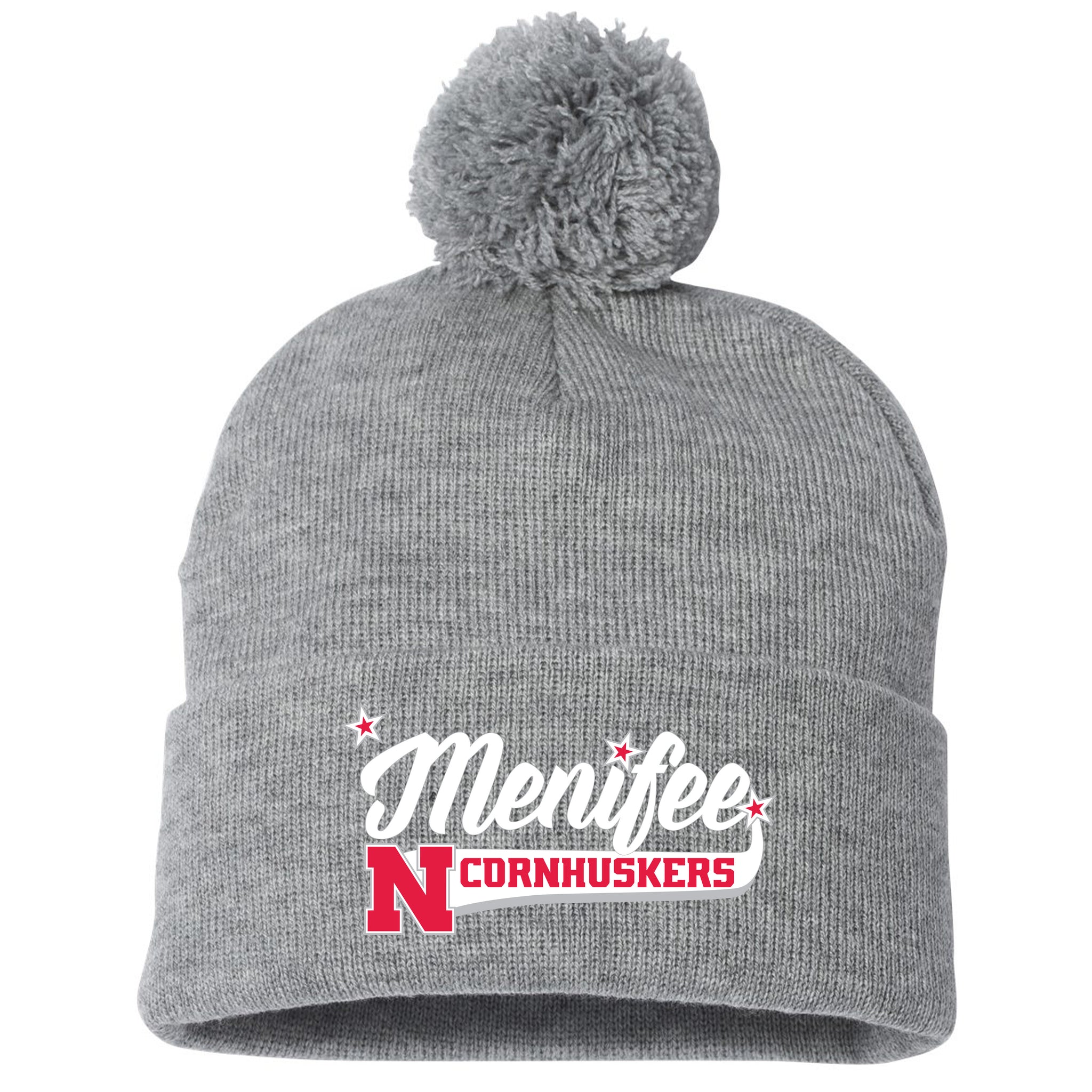 Menifee Cornhuskers Fastpitch Sportsman 12" Pom-Pom Cuffed Beanie