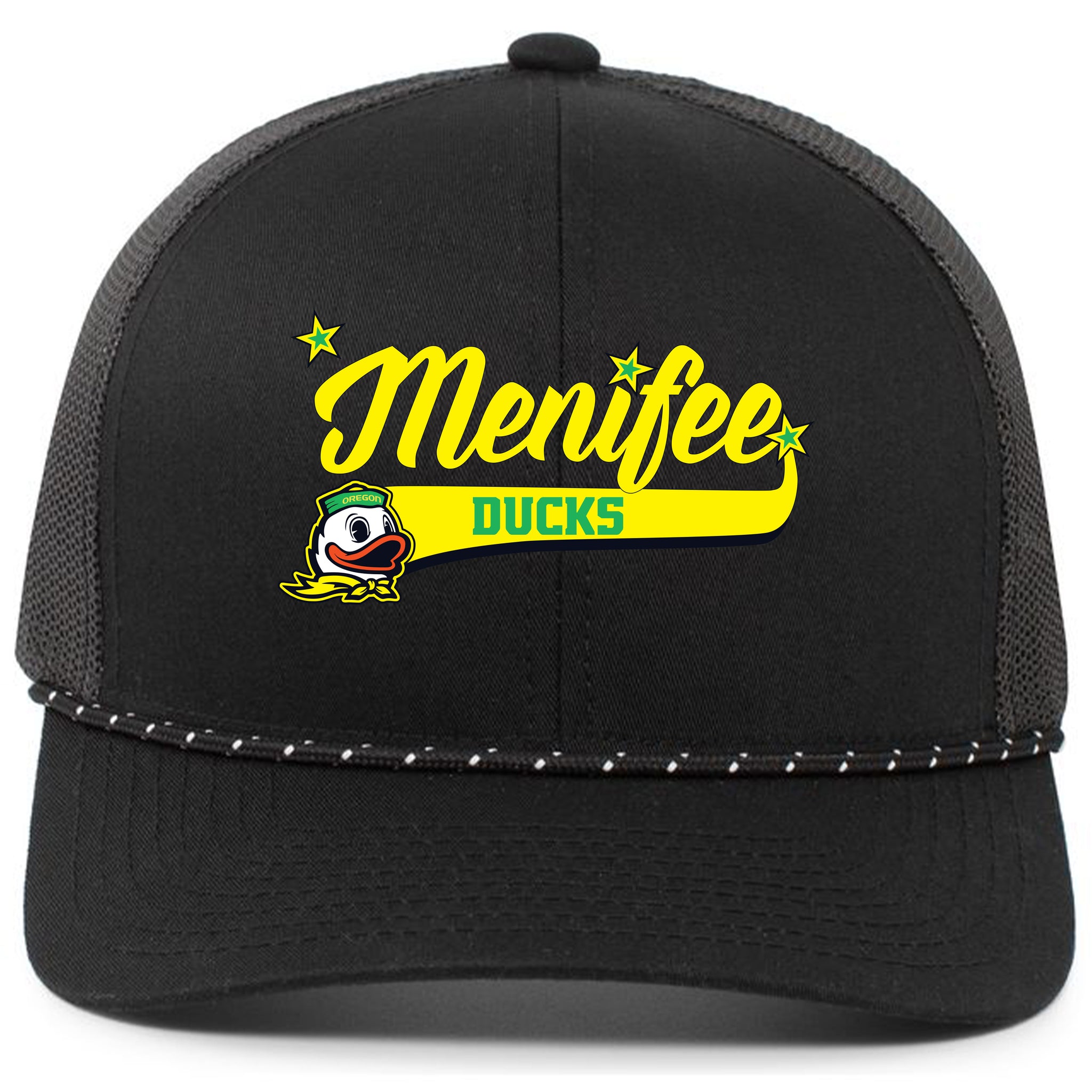 Menifee Ducks Fastpitch Pacific Headwear Trucker Snapback Braid Cap
