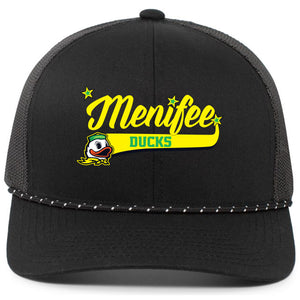 Menifee Ducks Fastpitch Pacific Headwear Trucker Snapback Braid Cap