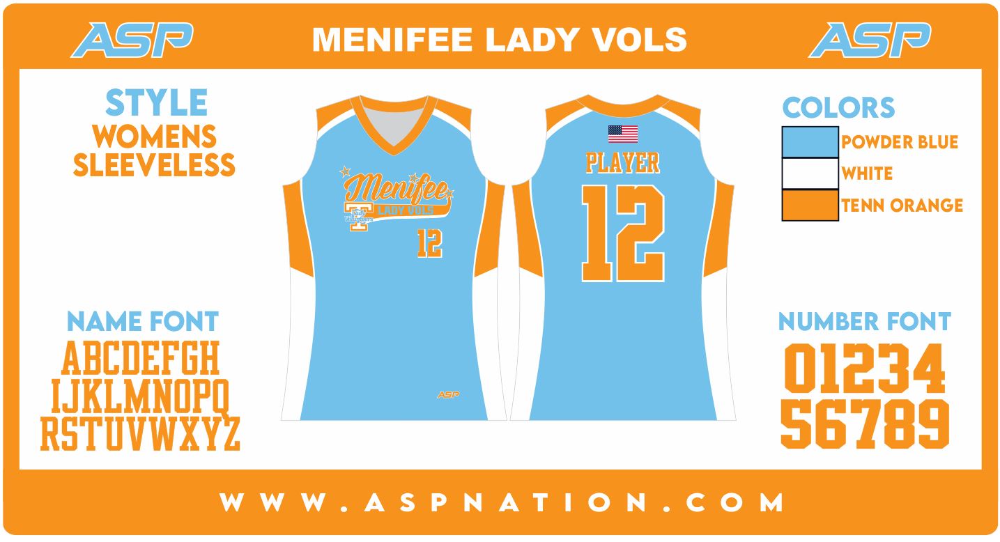 Menifee Lady Vols Fastpitch Womens/Girls Full Sublimation Uniform Sleeveless