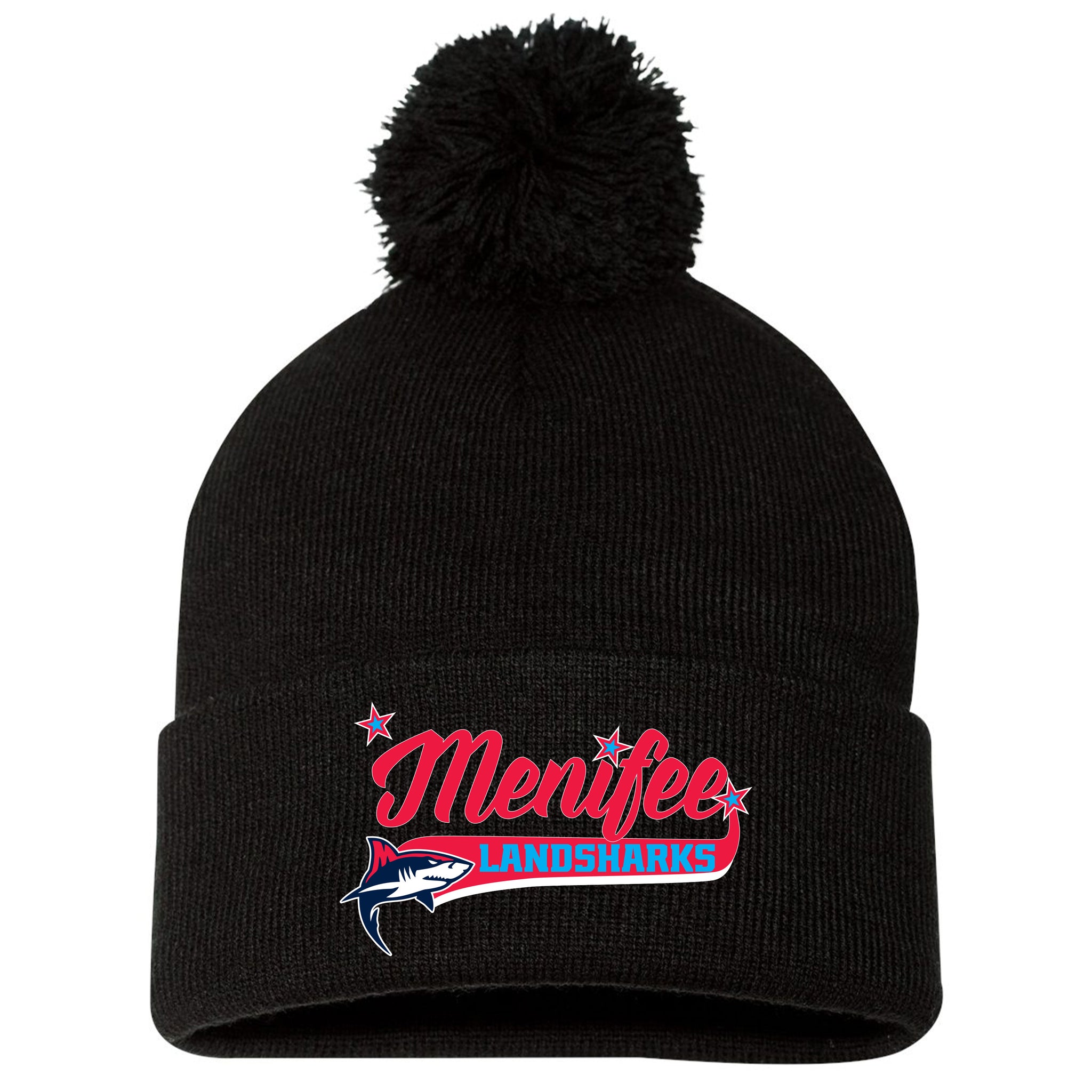 Menifee Landsharks Fastpitch Sportsman 12" Pom-Pom Cuffed Beanie