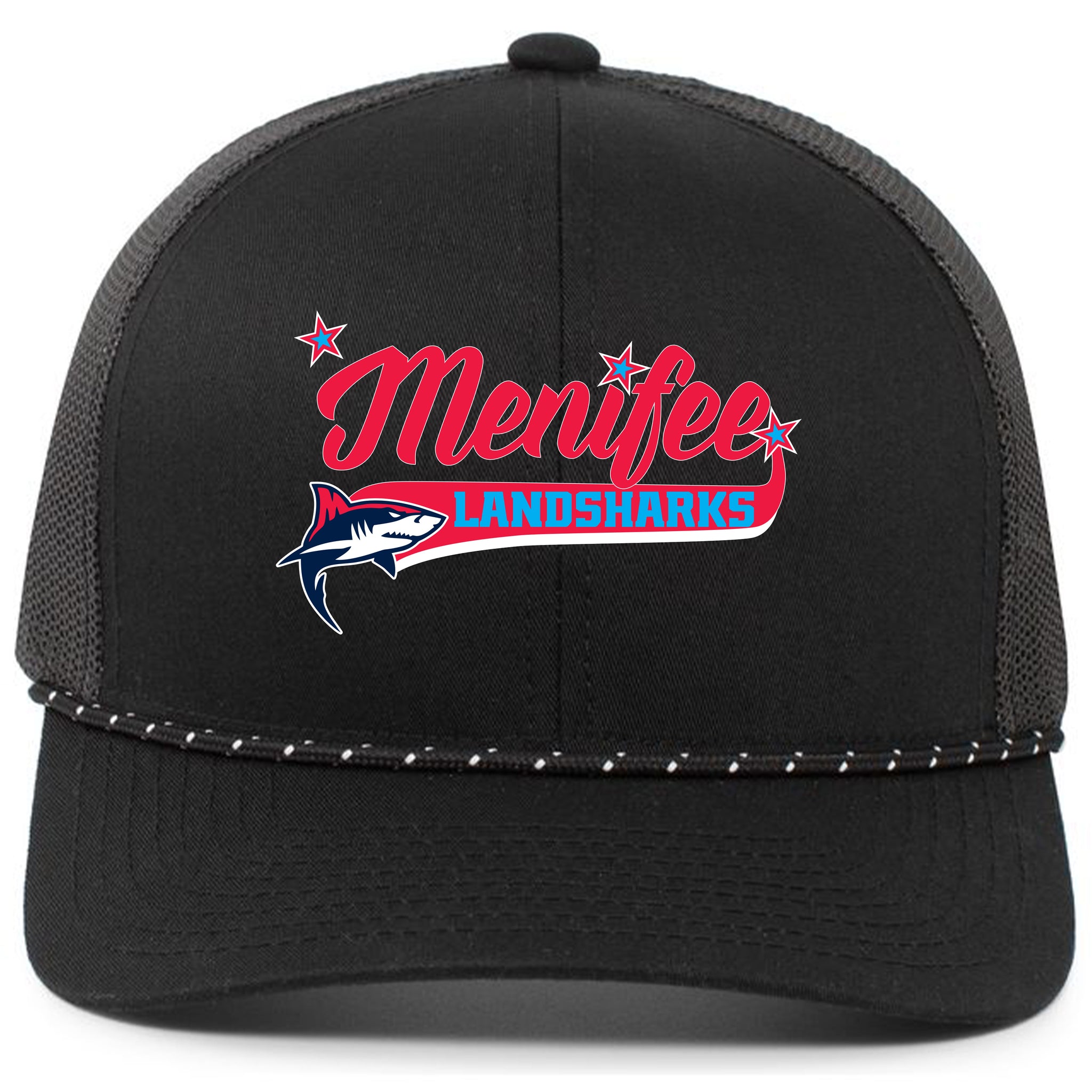 Menifee Landsharks Fastpitch Pacific Headwear Trucker Snapback Braid Cap