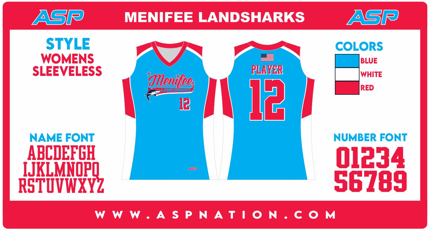 Menifee Landsharks Fastpitch Womens/Girls Full Sublimation Uniform Sleeveless