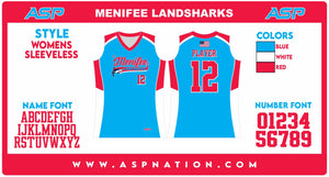 Menifee Landsharks Fastpitch Womens/Girls Full Sublimation Uniform Sleeveless