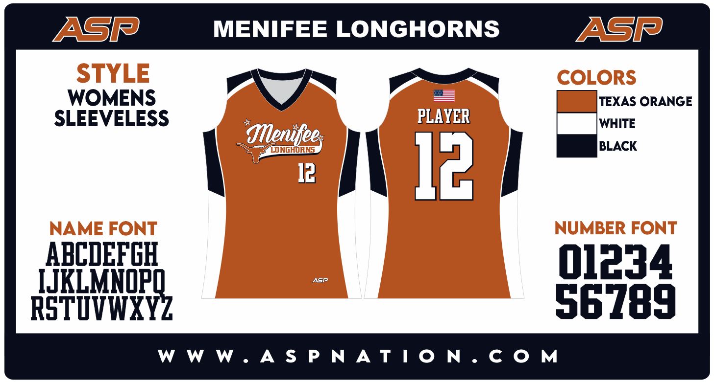 Menifee Longhorns Fastpitch Womens/Girls Full Sublimation Uniform Sleeveless