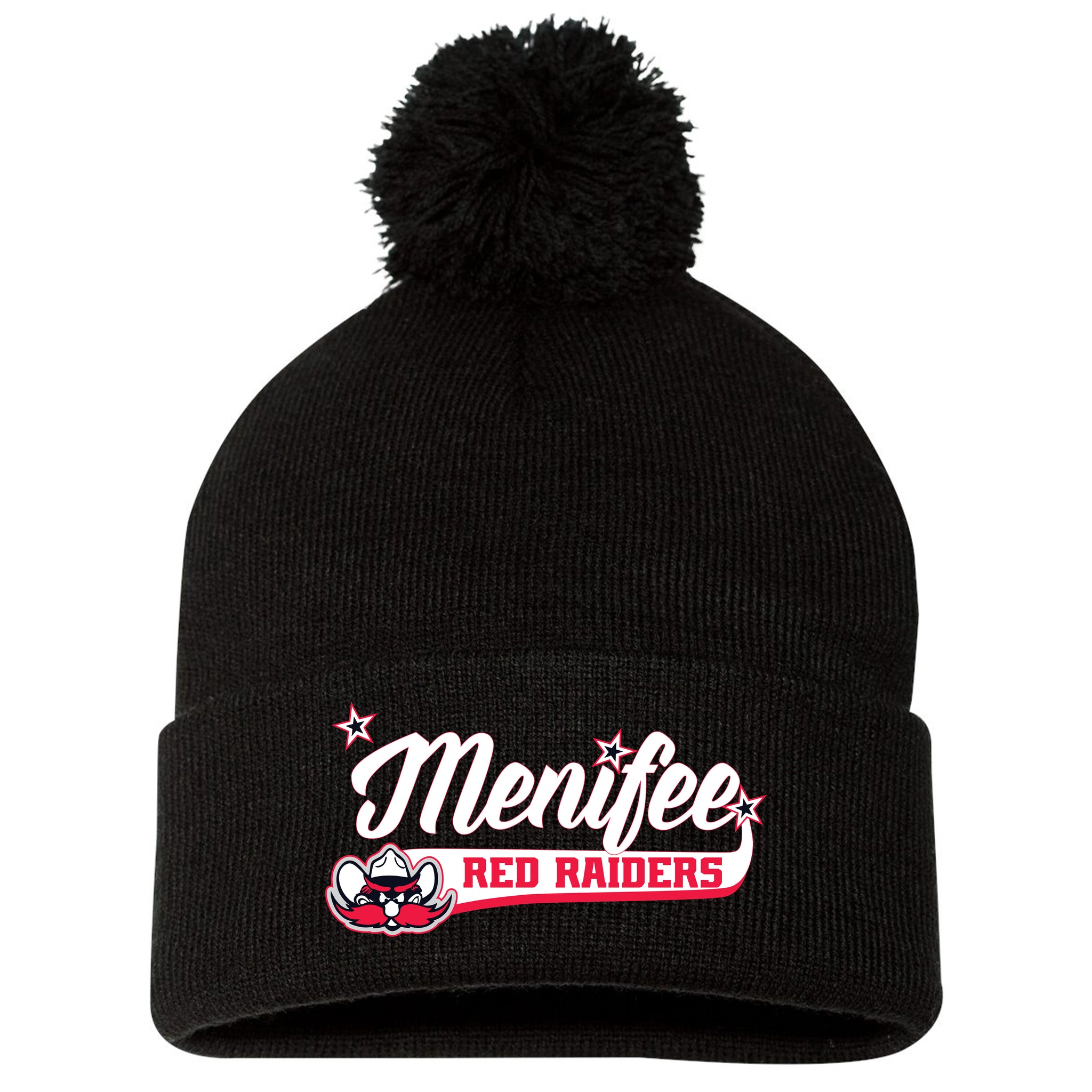 Menifee Red Raiders Fastpitch Sportsman 12" Pom-Pom Cuffed Beanie