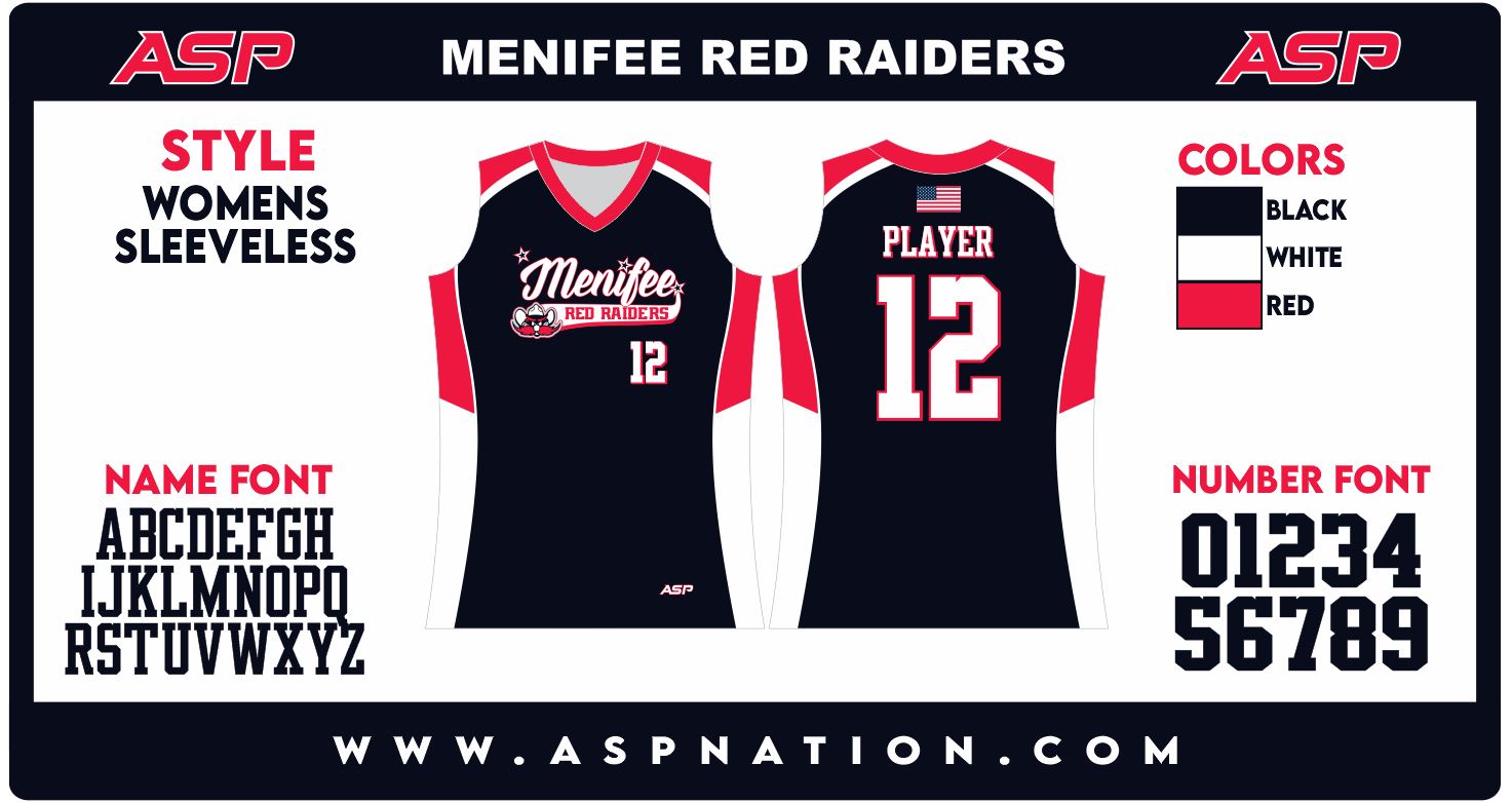 Menifee Red Raiders Fastpitch Womens/Girls Full Sublimation Uniform Sleeveless